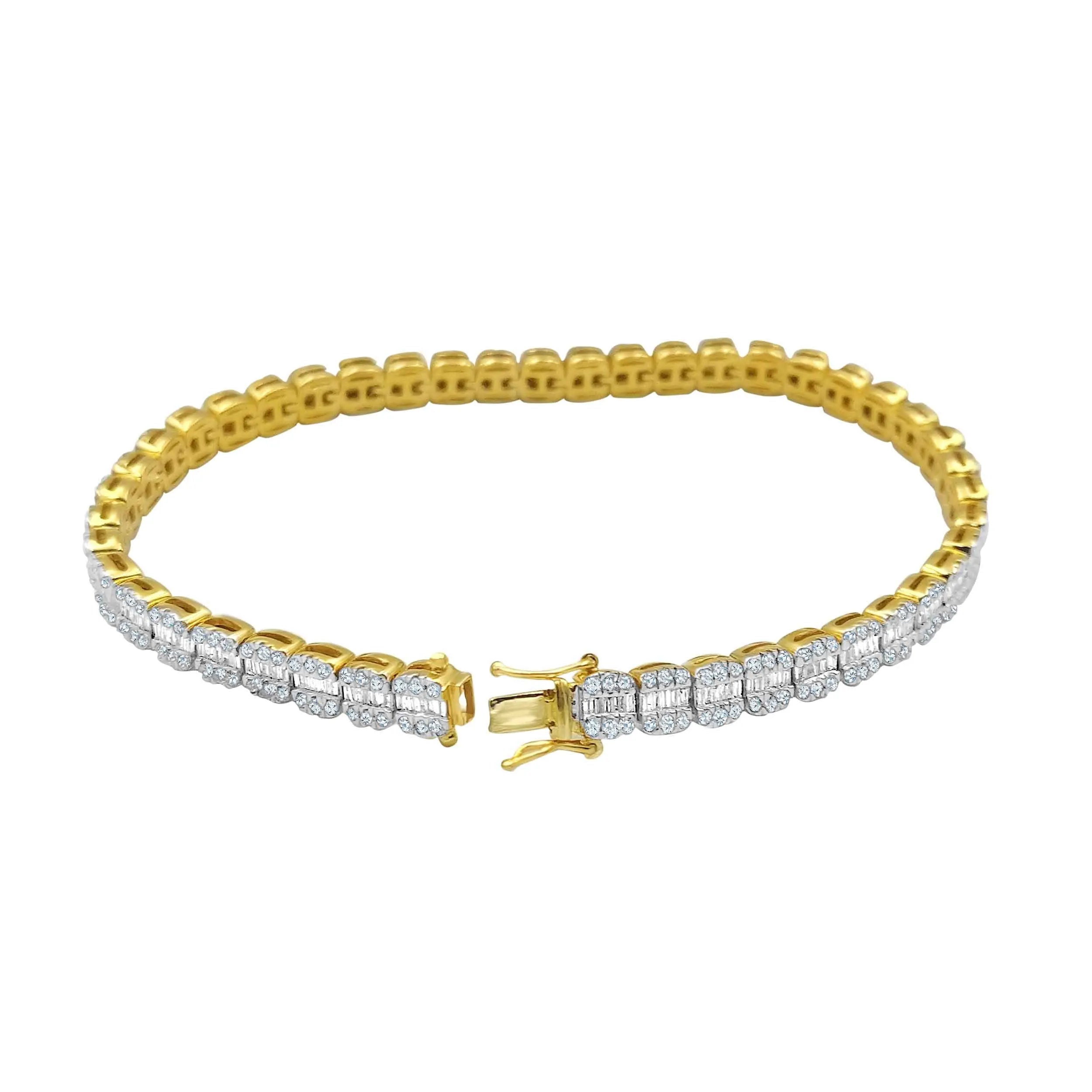 10 Karat All Yellow Gold 3.69 Carat Diamond Unisex Tennis Bracelet-1230003-ALY