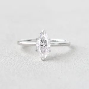 1.0ct Marquise Moissanite Classic Solitaire Ring