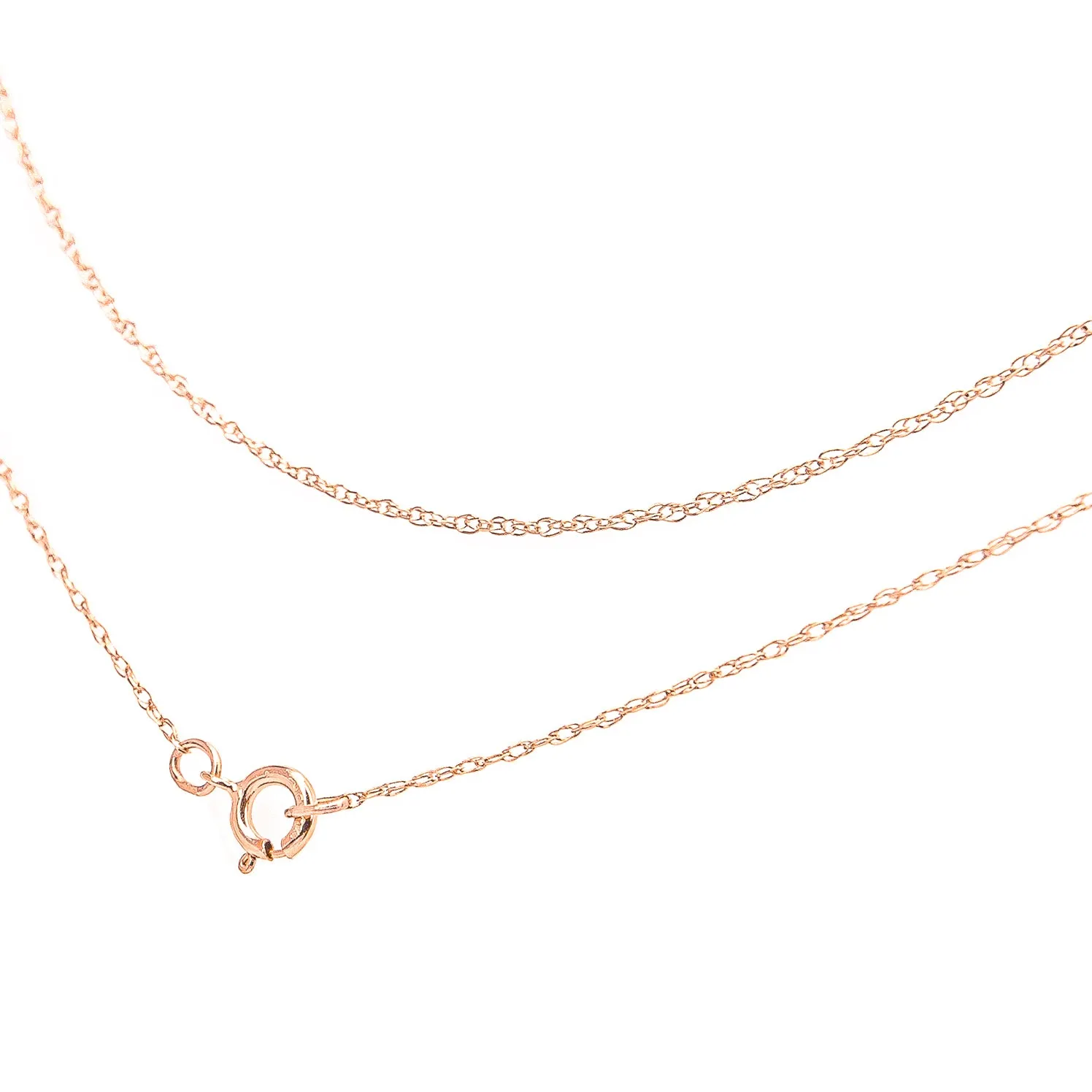 10K Gold 0.5 mm Slender & Dainty Fine Rope Chain Necklace