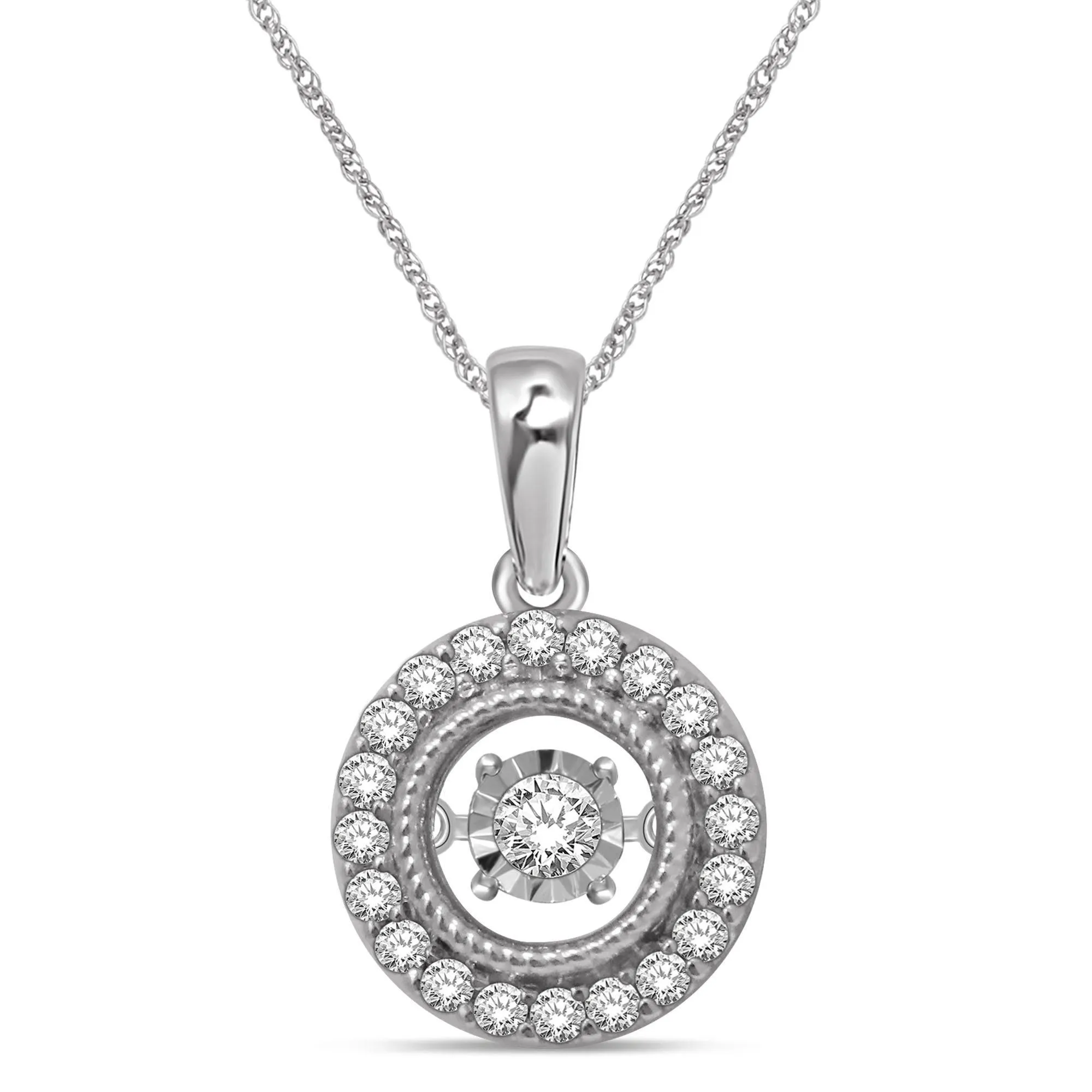 10K White Gold 1/4 Ctw Moving Diamond Pendant