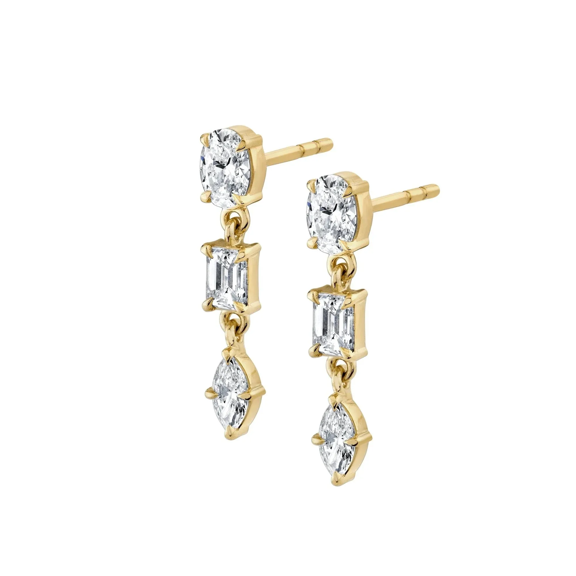 1.20ctw Diamond Montage 3 Stone Drop Earrings