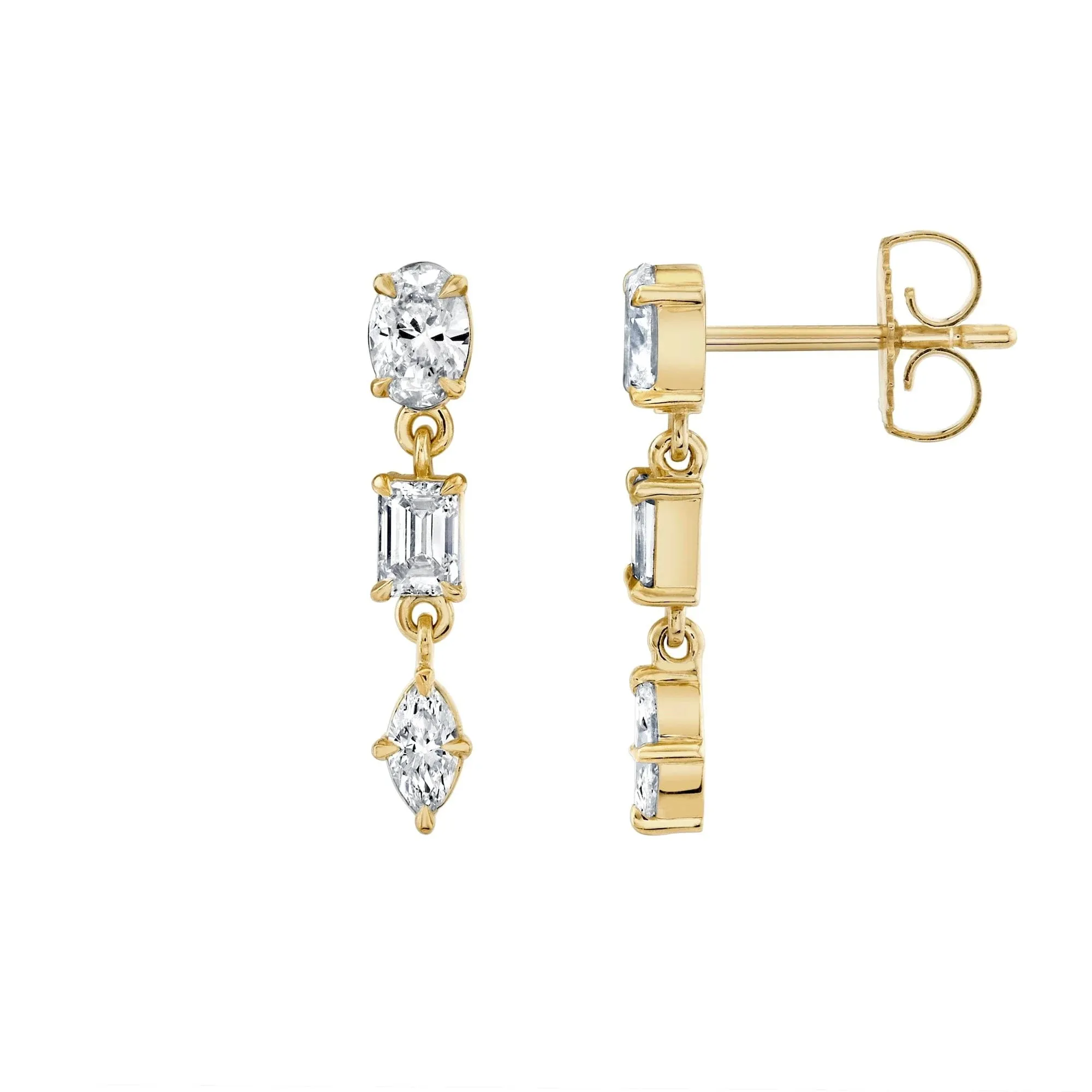 1.20ctw Diamond Montage 3 Stone Drop Earrings