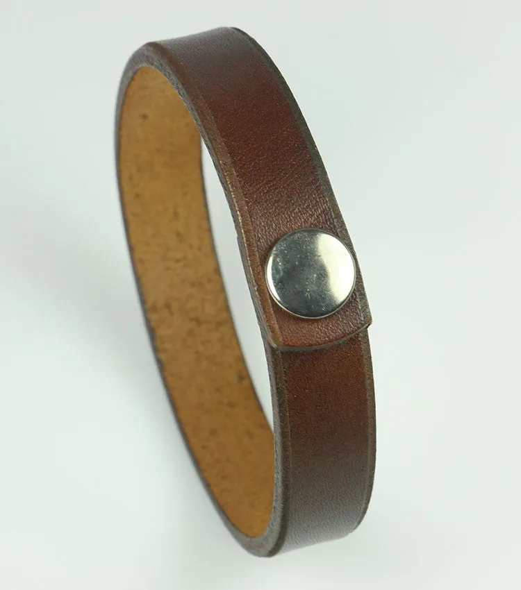 1/2" Wide Brown Leather Bracelet