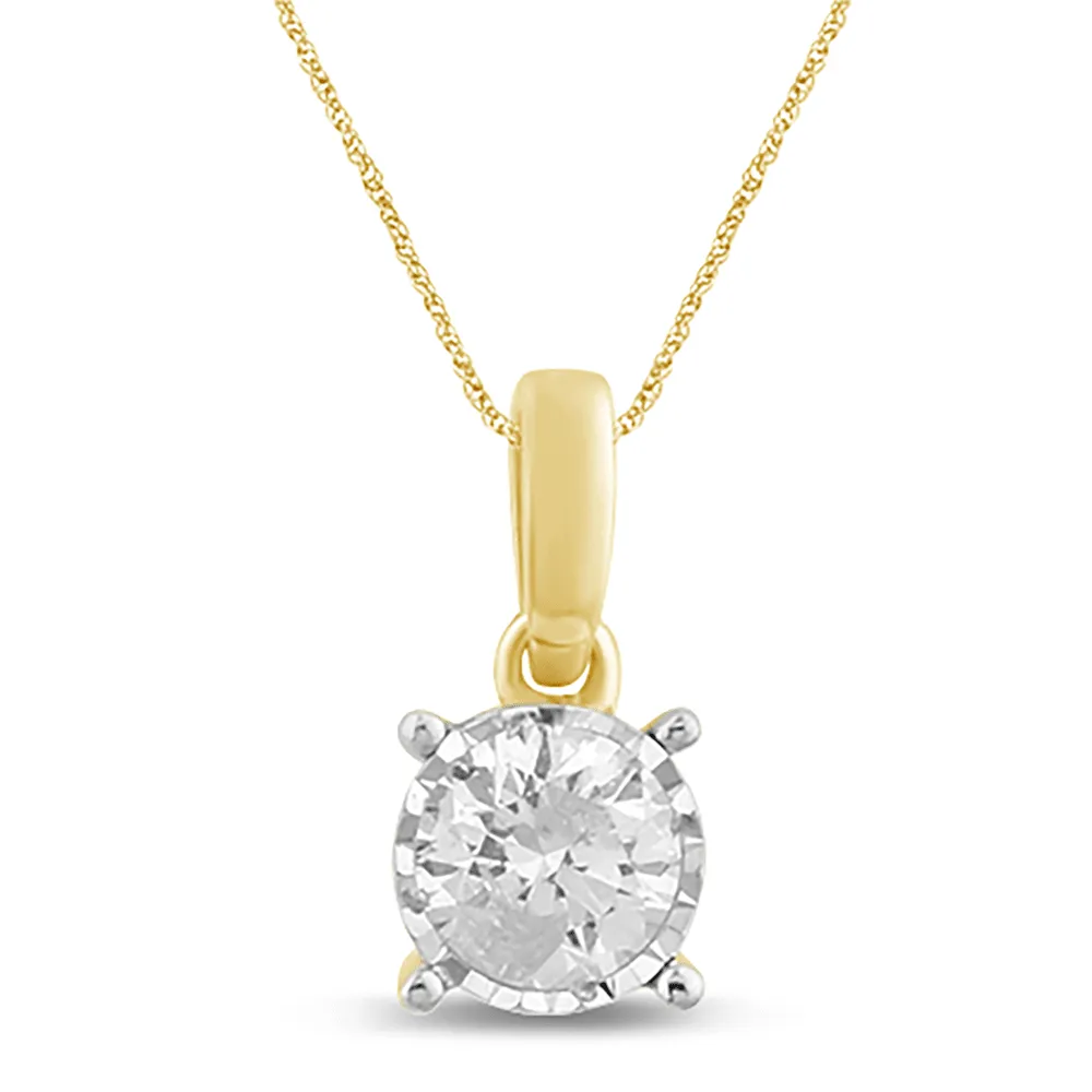 1/4ct Diamond Solitaire Miracle Necklace in 9ct Yellow Gold