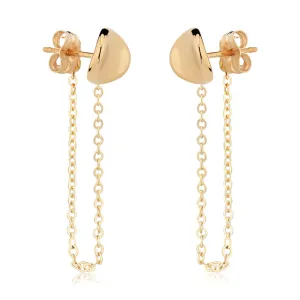 14k Disk with Chain Drop Earrings