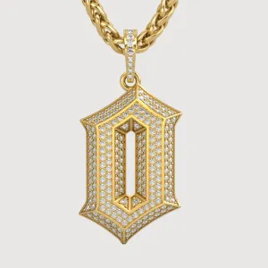 14k Gold '0' Pendant with Diamonds