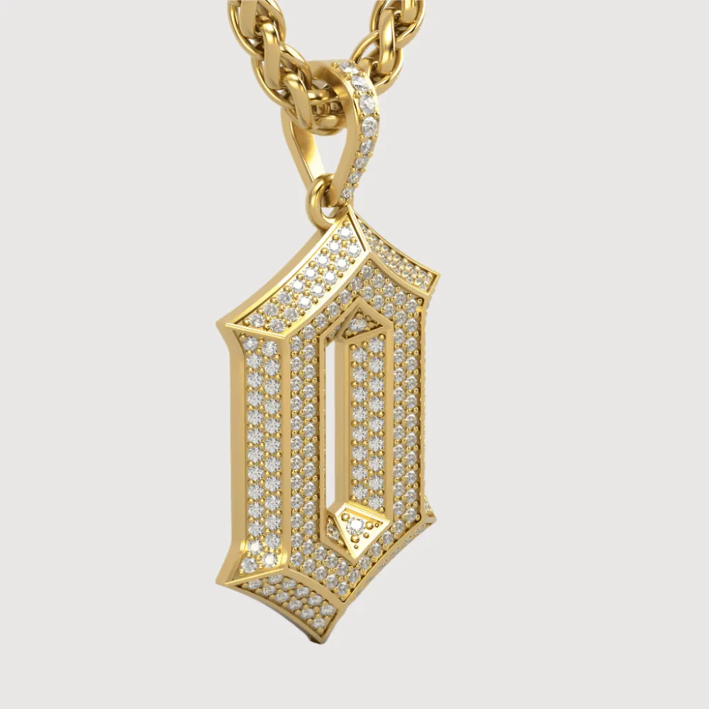 14k Gold '0' Pendant with Diamonds