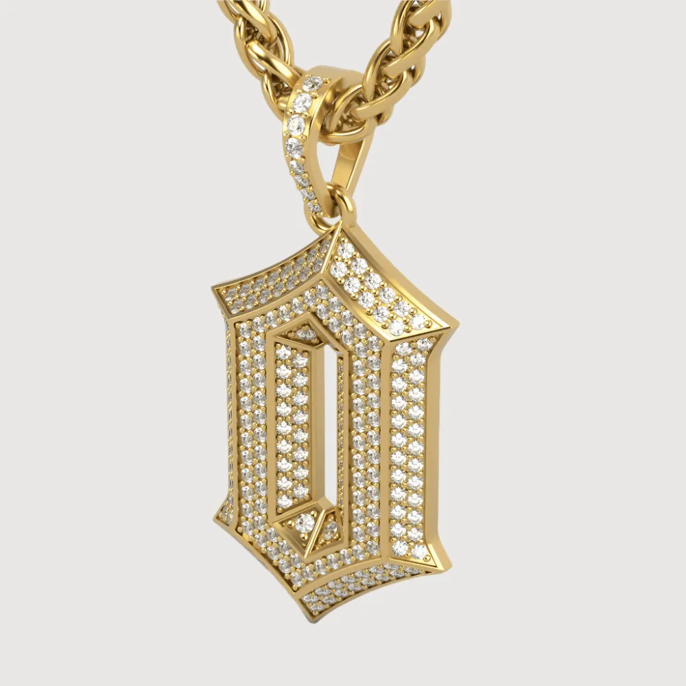 14k Gold '0' Pendant with Diamonds