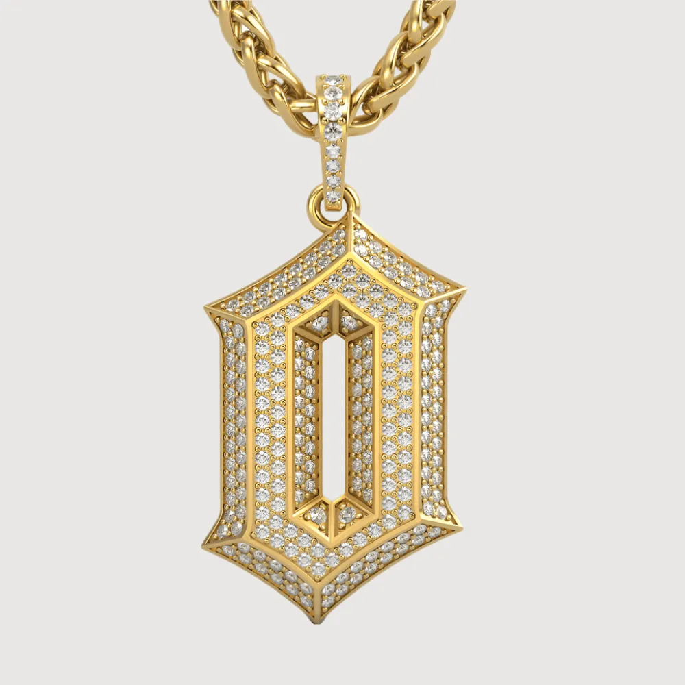 14k Gold '0' Pendant with Diamonds