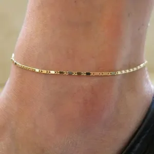 14K Gold Plated Delicate Chain Anklet for Women