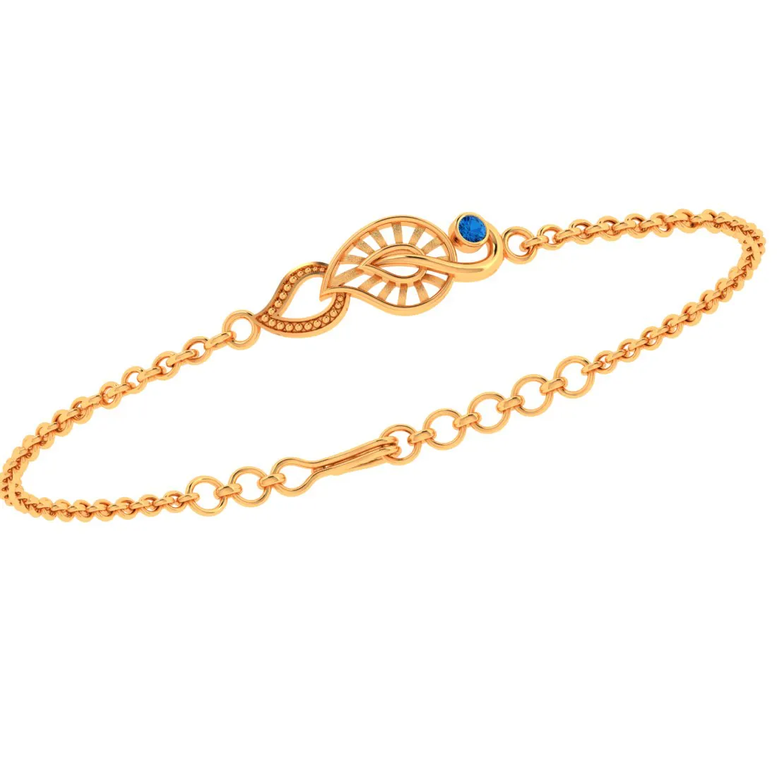 14k Kalka Style Gold Bracelet With A Gilded Blue Stone