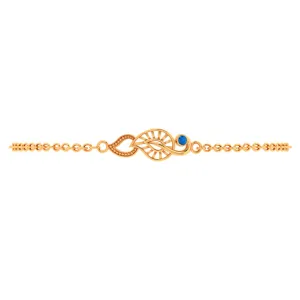 14k Kalka Style Gold Bracelet With A Gilded Blue Stone