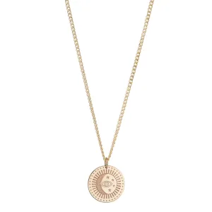 14k Small Celestial Protection Medallion with Diamond on XS Curb Chain