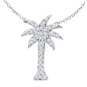 14K White Gold 1/10Ct Diamond Palm Tree Pendant