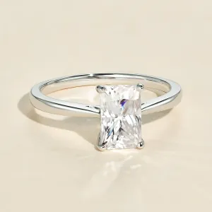 2.0ct Baguette Cut Moissanite Classic Solitaire Ring