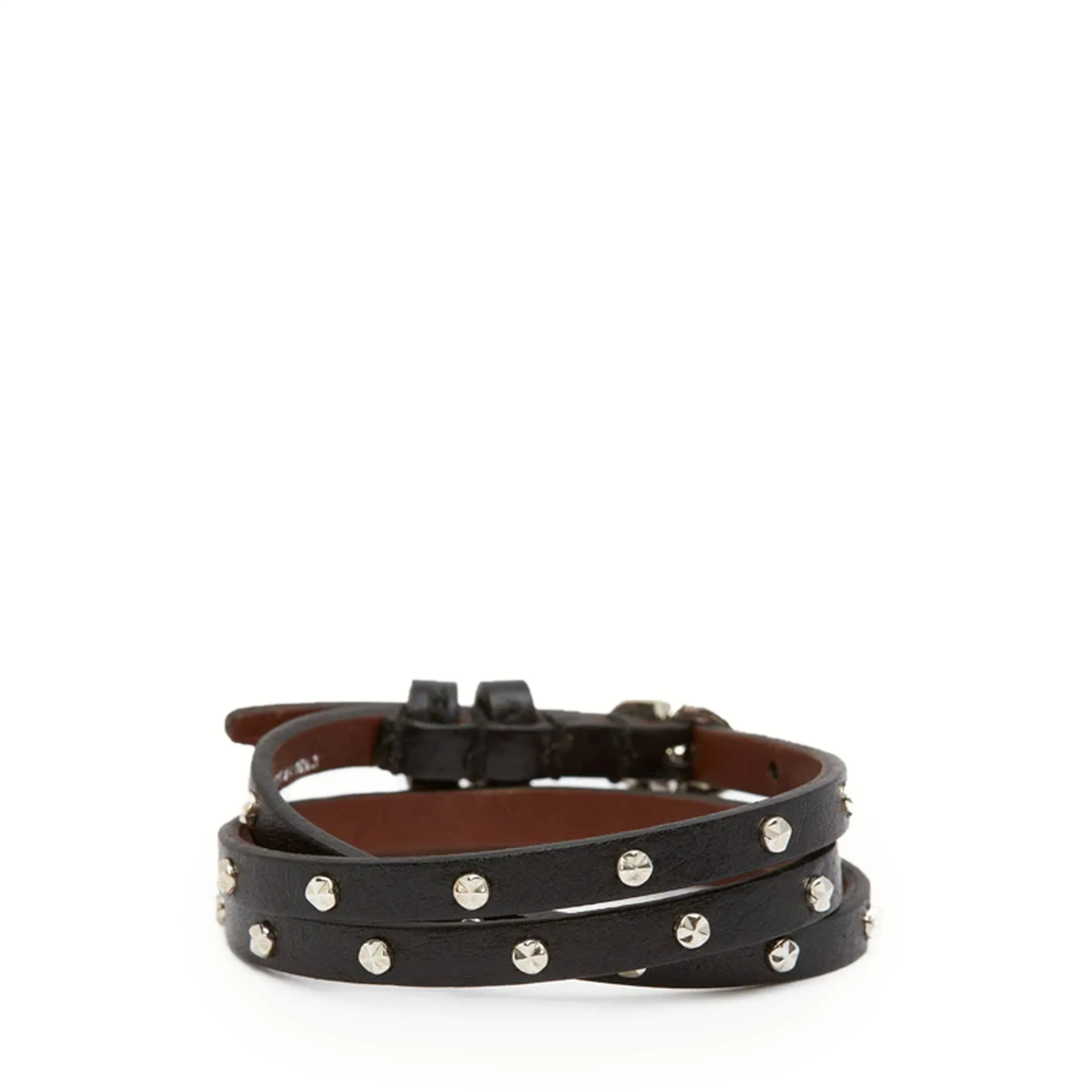 3x Thin Wrap Studded Bracelet, Black (S)