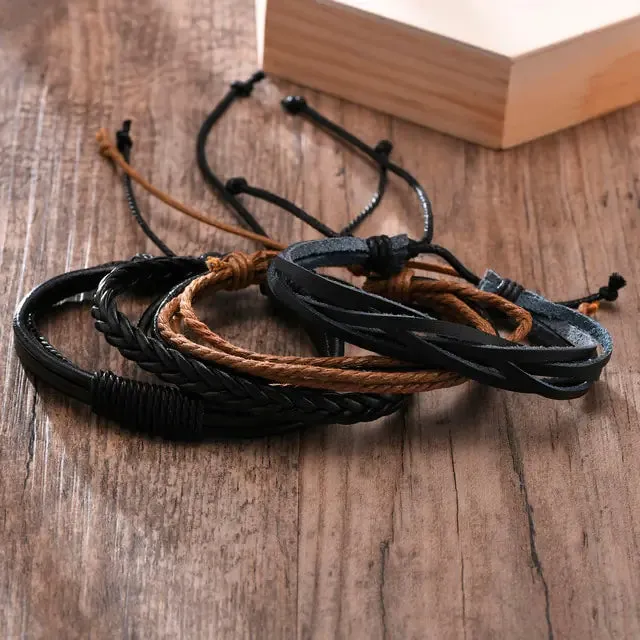 4 Piece Set Braided Bracelets