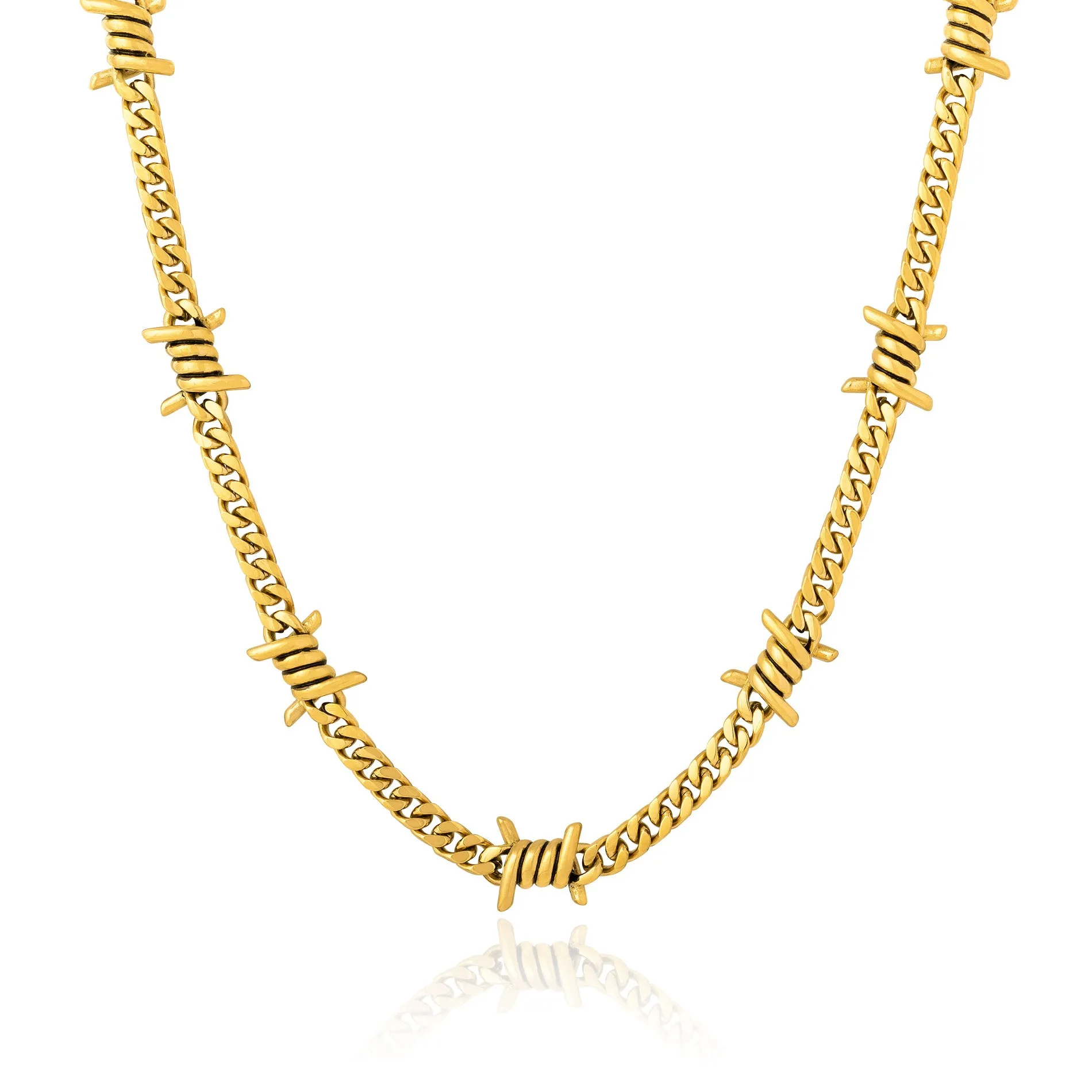 6mm Barbed Wire Cuban Chain (Gold)