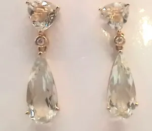 9 ct Yellow Gold Green amethyst earrings