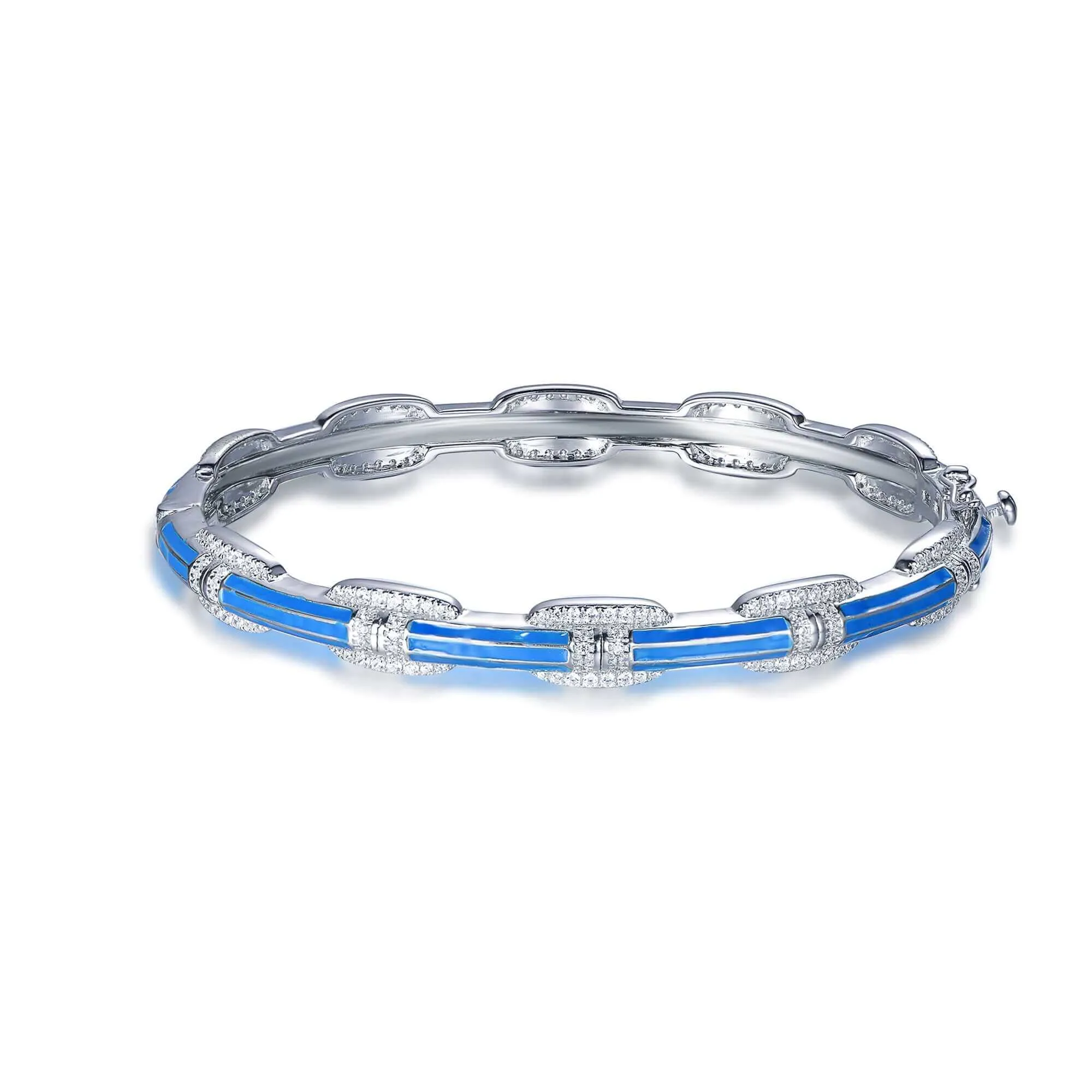 925 Sterling Silver Blue & Yellow Enamel Bracelet