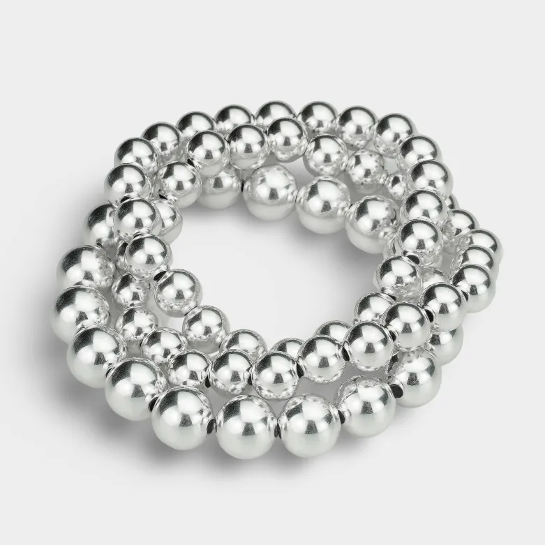 925 Sterling Silver Stretch 10mm Bracelet, 8mm Bracelet, Stacked Bracelets