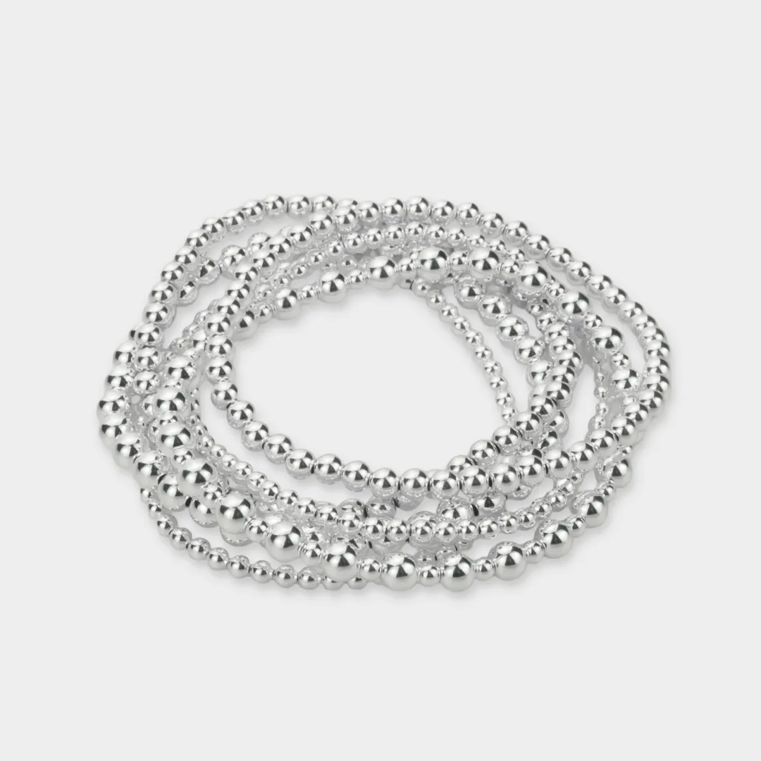 925 Sterling Silver Stretch Beaded Bracelets