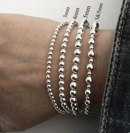 925 Sterling Silver Stretch Beaded Bracelets