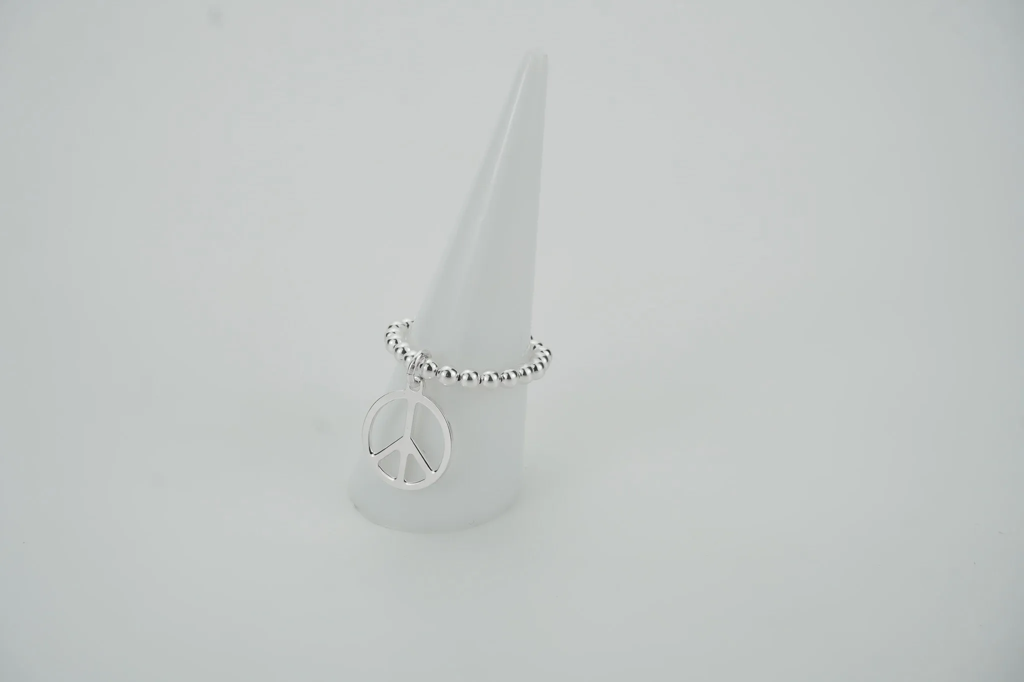 925 Sterling Silver Stretch Peace Charm Ring, Peace Charm, Women's Rings, Charm Rings