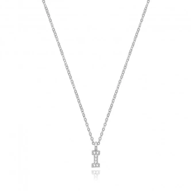 Acotis Silver Necklace Rhodium Plated Zirconia Initial G3395/I