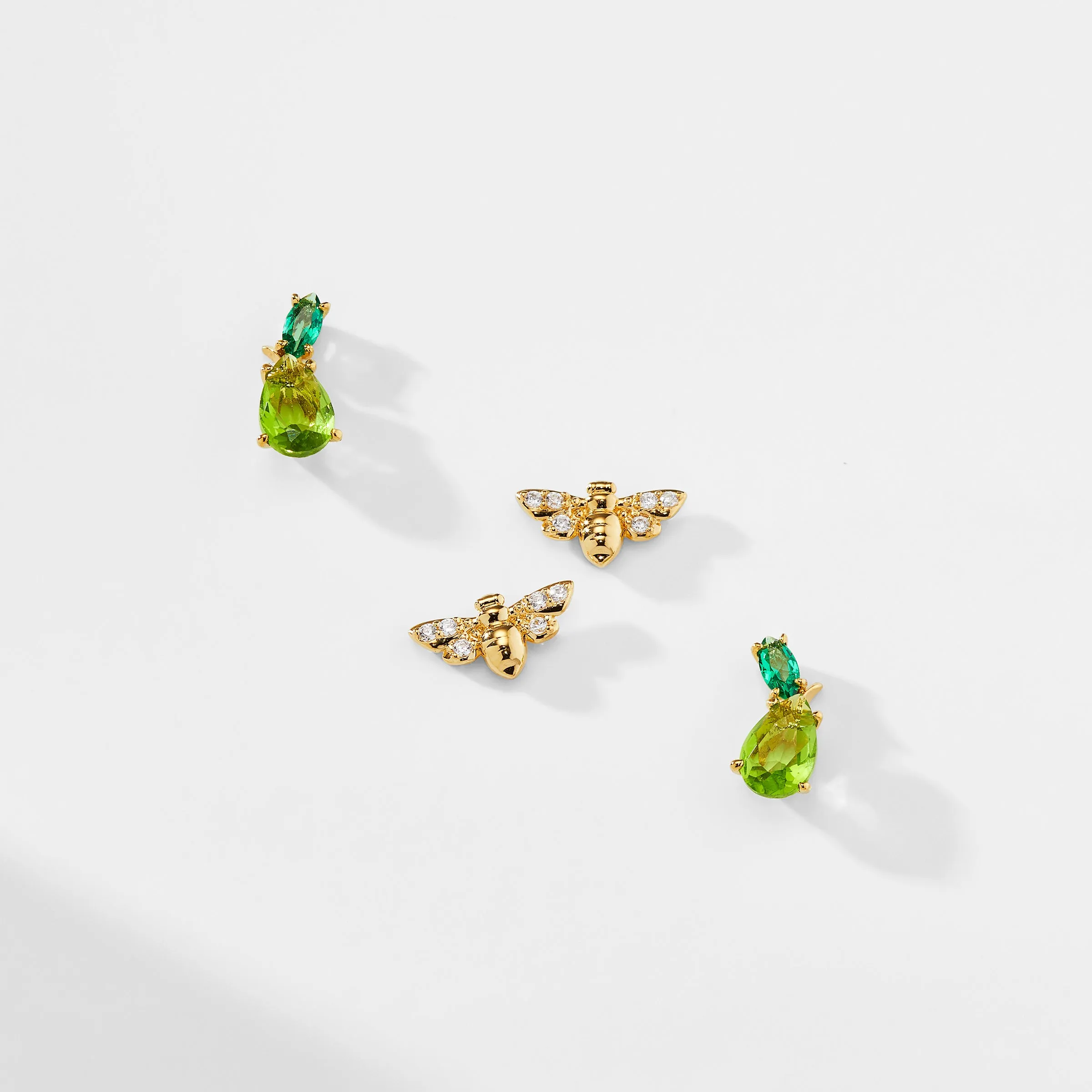 AJOA PEAR AND BEE SET OF STUD EARRINGS