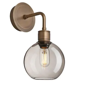 Albany Smoked Glass Globe Single Wall Light - 7 Inch - Mocha