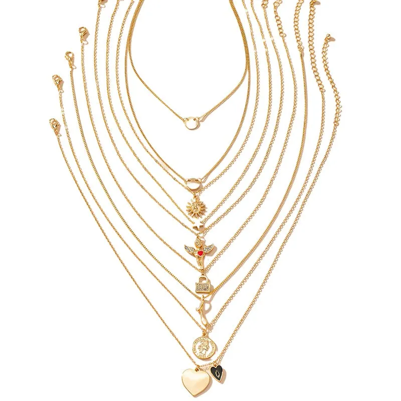 Angel Love Necklace Set - Exquisite Jewelry Collection for European and American Markets