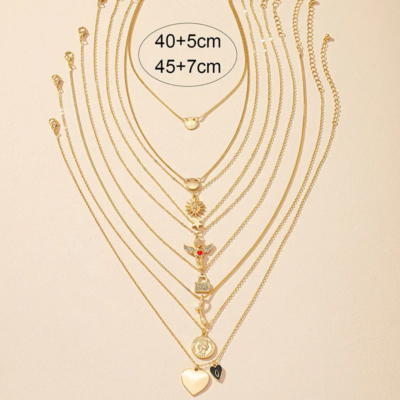 Angel Love Necklace Set - Exquisite Jewelry Collection for European and American Markets