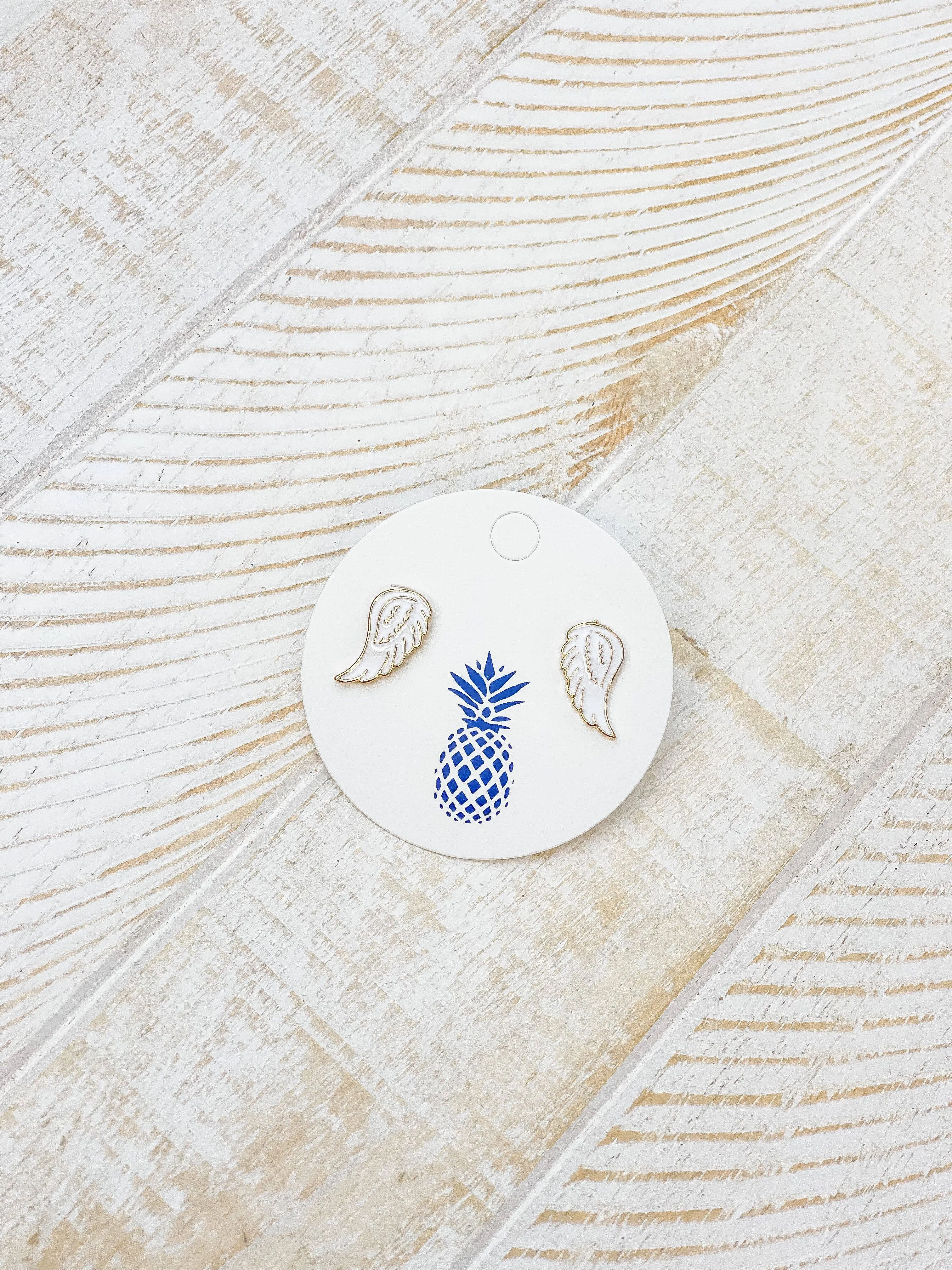 Angel Wing Enamel Stud Earrings