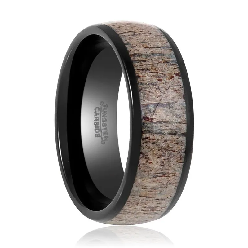 ARNEB | Tungsten Ring Deer Antler Inlay