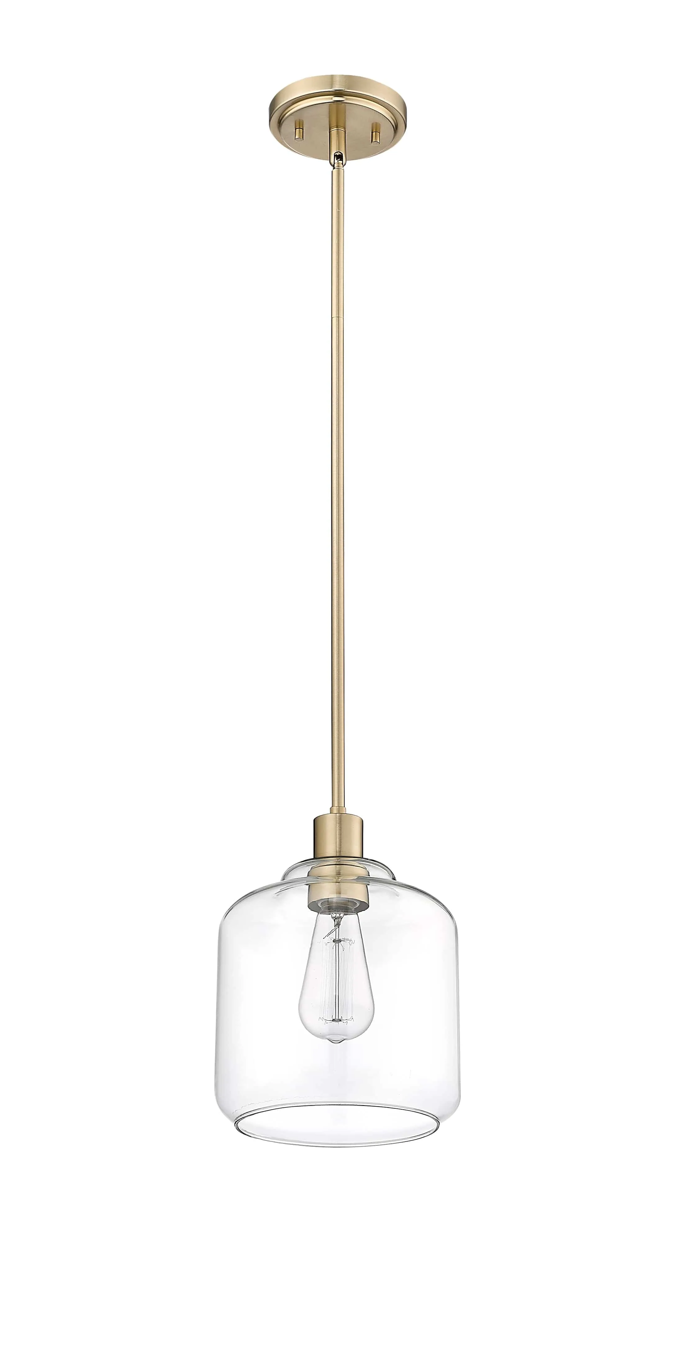 Asheville Mini-Pendant - Modern Gold - Clear Glass - 8in. Diameter - E26 Medium Base