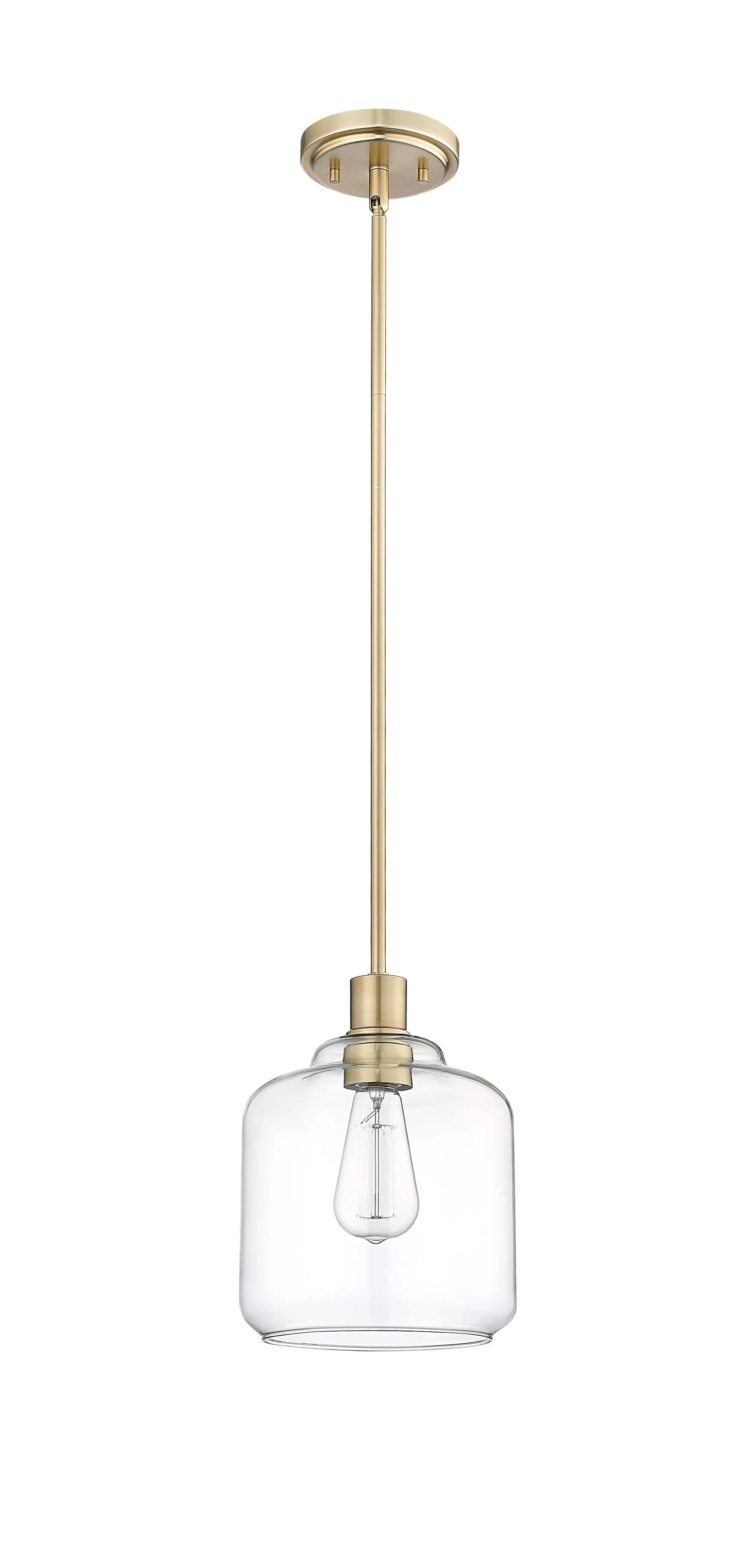 Asheville Mini-Pendant - Modern Gold - Clear Glass - 8in. Diameter - E26 Medium Base