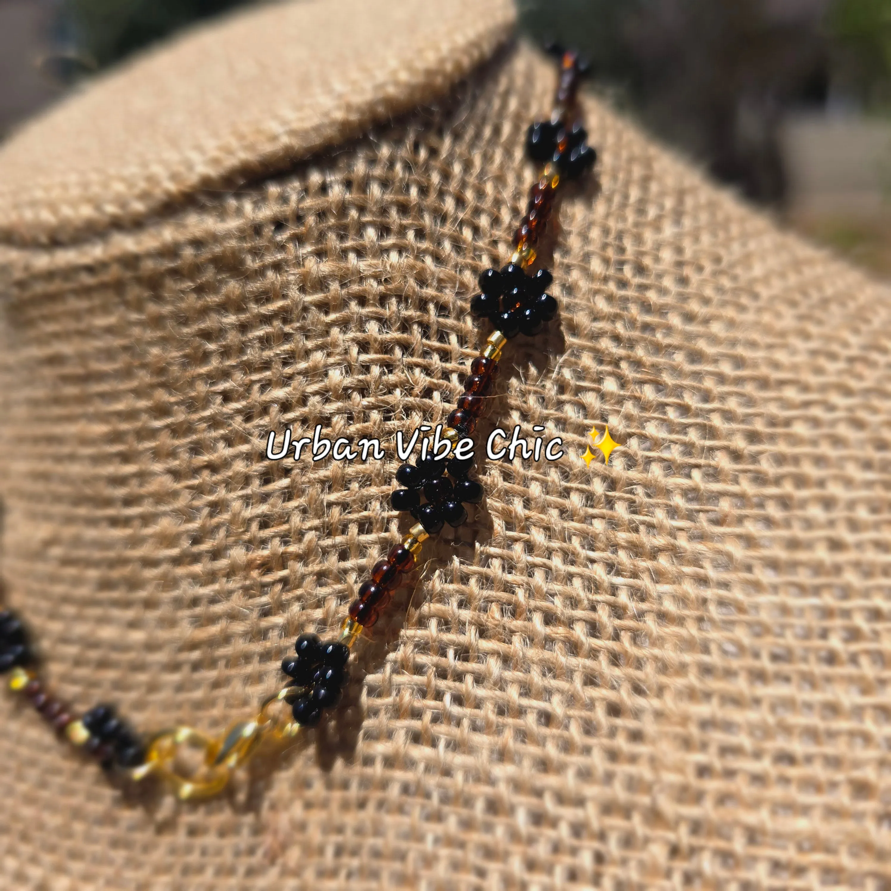 Black & Brown Daisy Beaded Anklet |Flower Bead Bead Anklet | Urban Vibe Chic | Seed Bead Jewelry