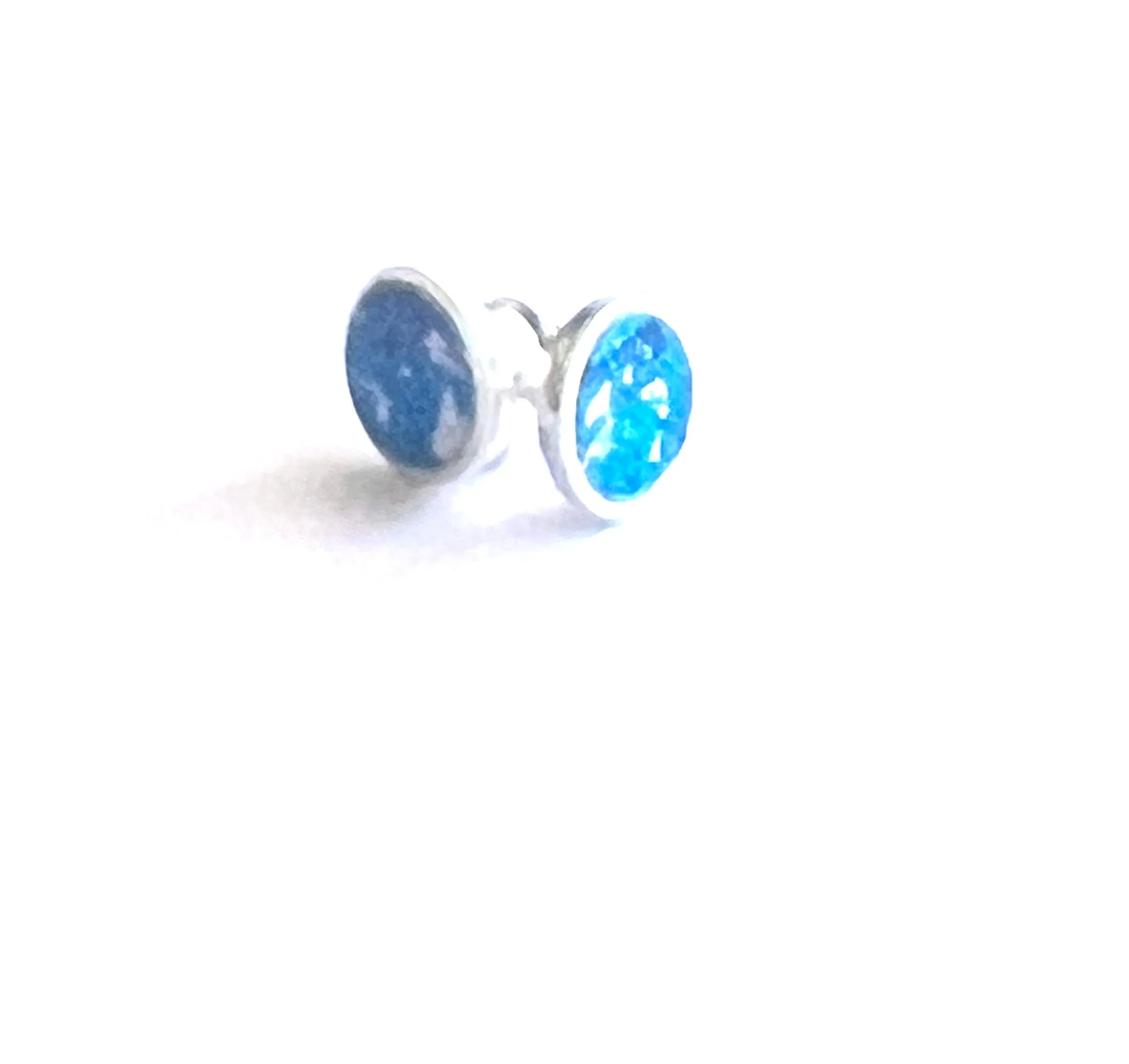 Blue and navy speckle sterling silver and anodised aluminium studs