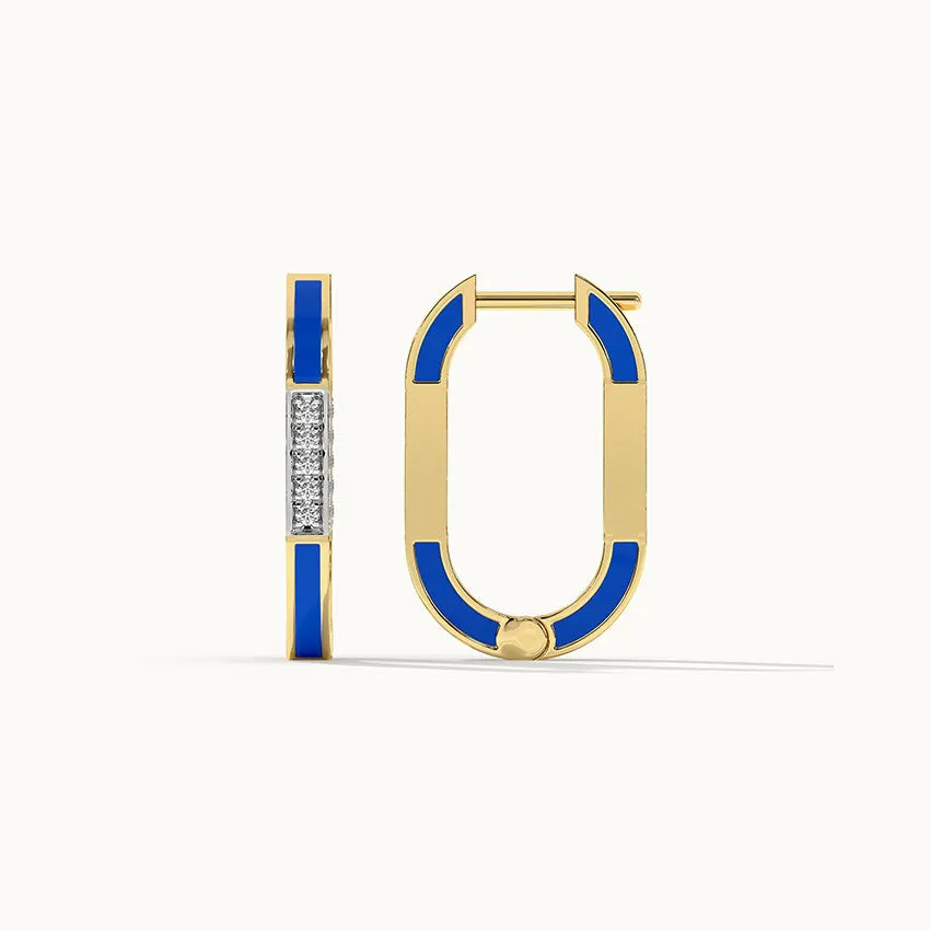 Blue Cera Ovate Diamond Hoops