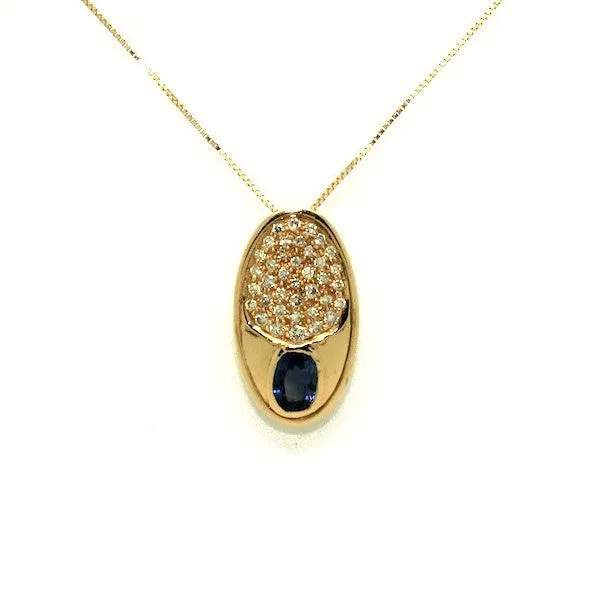 Blue Sapphire And Diamond O Pendant AD No. 0524