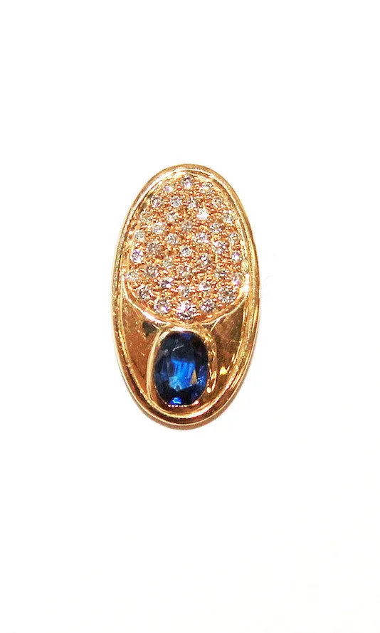 Blue Sapphire And Diamond O Pendant AD No. 0524