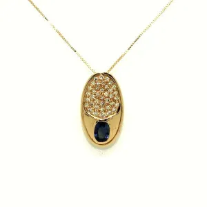 Blue Sapphire And Diamond O Pendant AD No. 0524