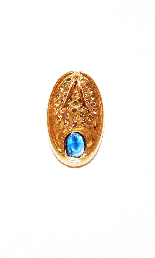 Blue Sapphire And Diamond O Pendant AD No. 0524