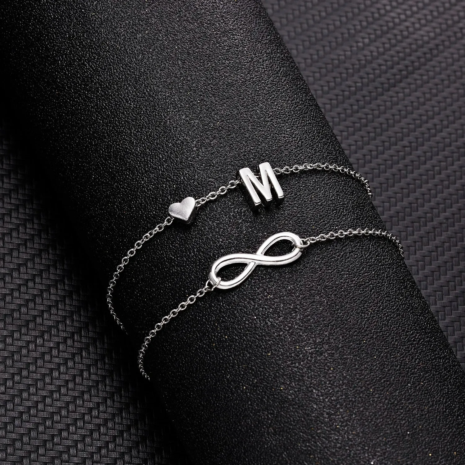 Bohemia A-Z Letter Initial Anklet For Women Silver Color Initial Heart