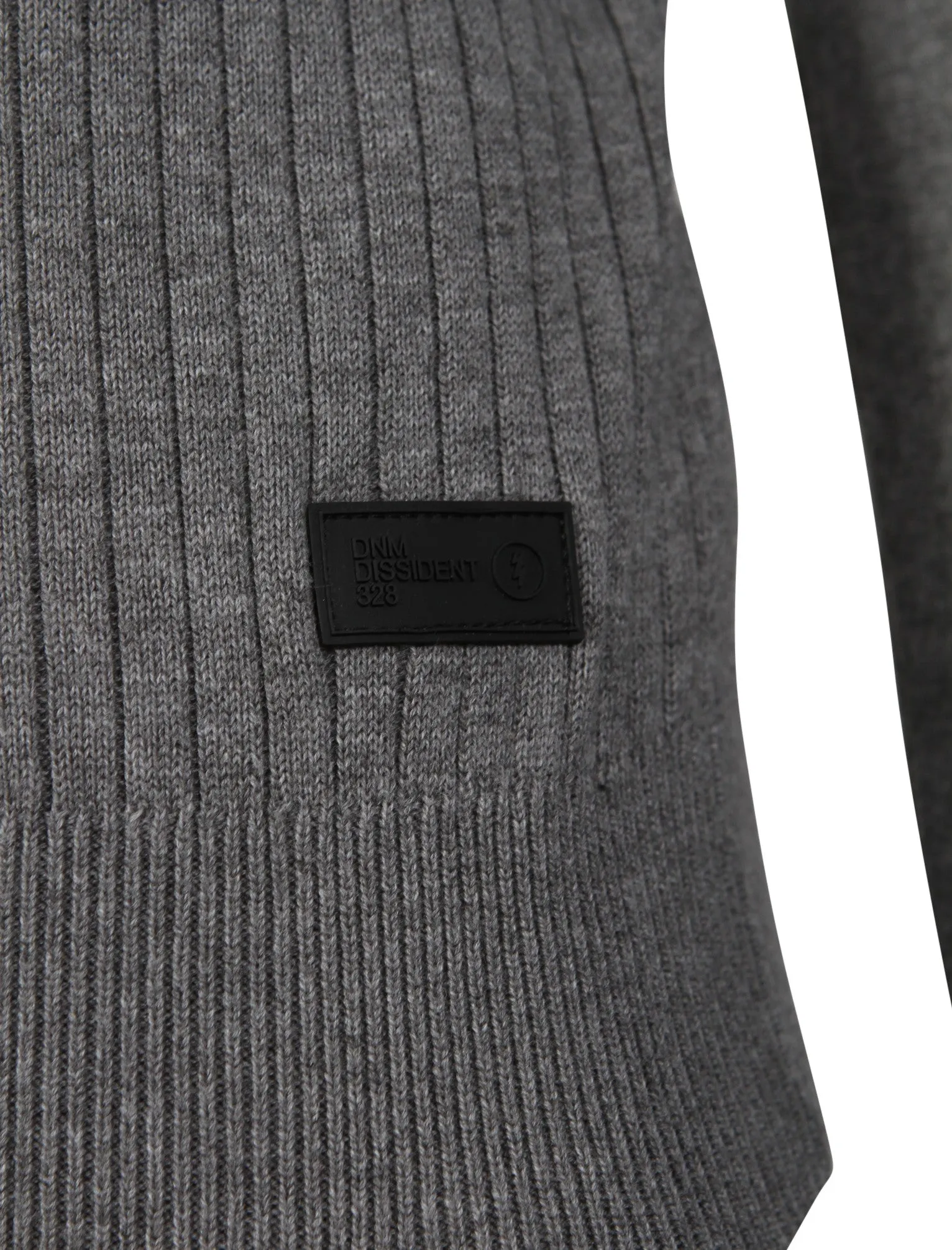 Brookmead Ribbed Jumper with Inner Mock T-Shirt in Mid Grey Marl - Dissident