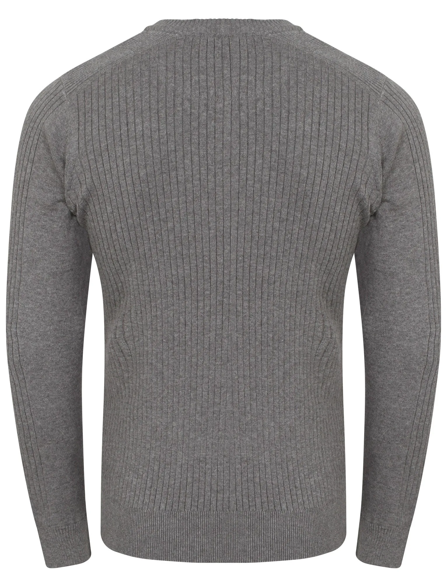 Brookmead Ribbed Jumper with Inner Mock T-Shirt in Mid Grey Marl - Dissident