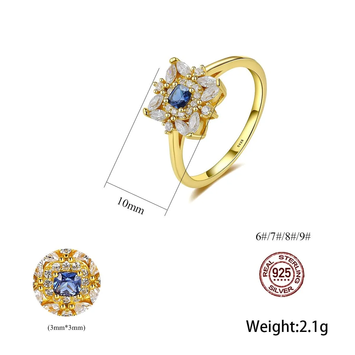 Classic Sapphire Gold Plated Ring