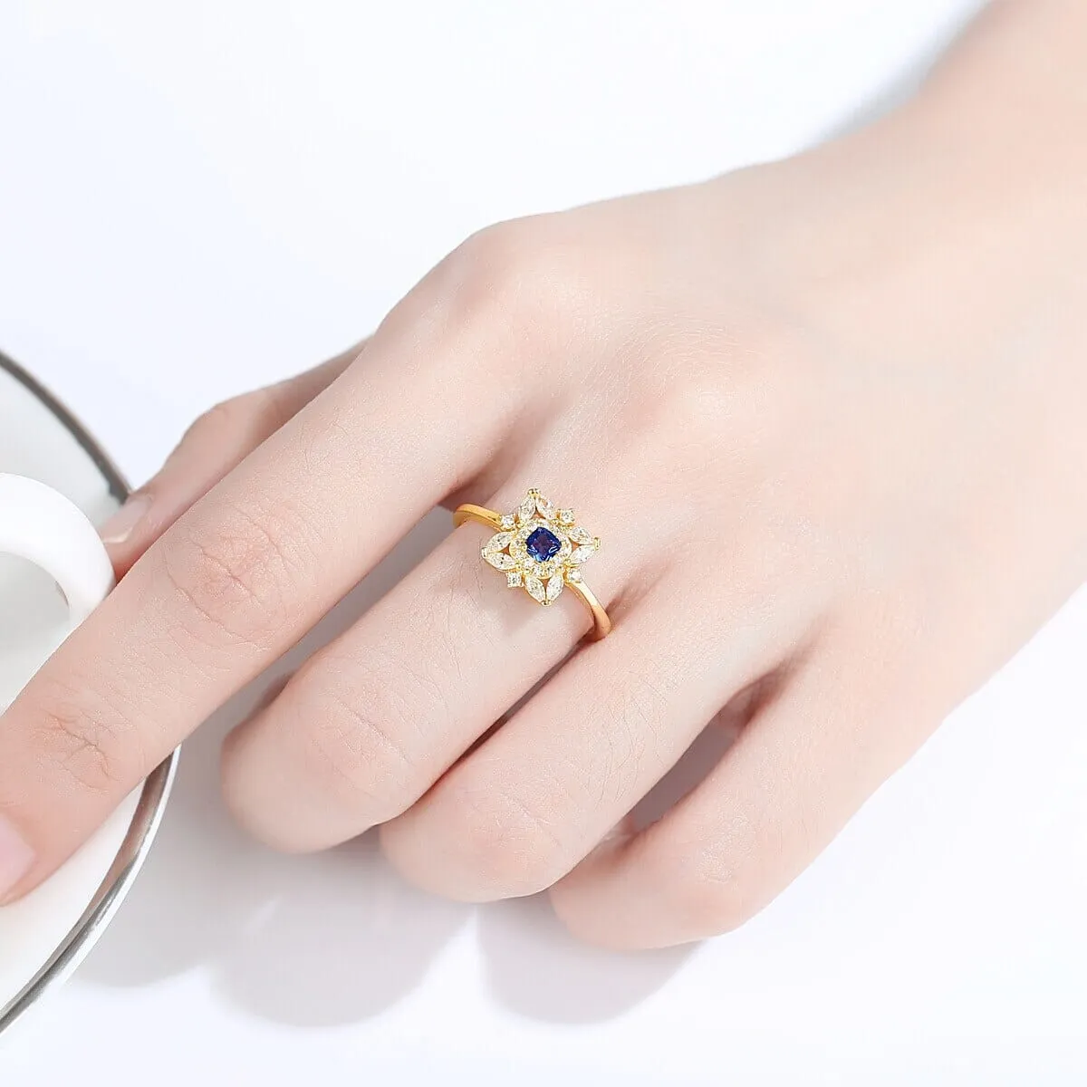 Classic Sapphire Gold Plated Ring