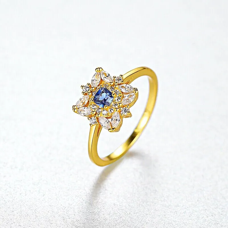 Classic Sapphire Gold Plated Ring